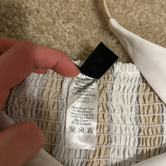 WINDSOR striped sun dress rouched back waist tie - size Small - Picture 7 of 8